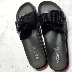 Capelli New York Black Slides with Buckle Size 11 New